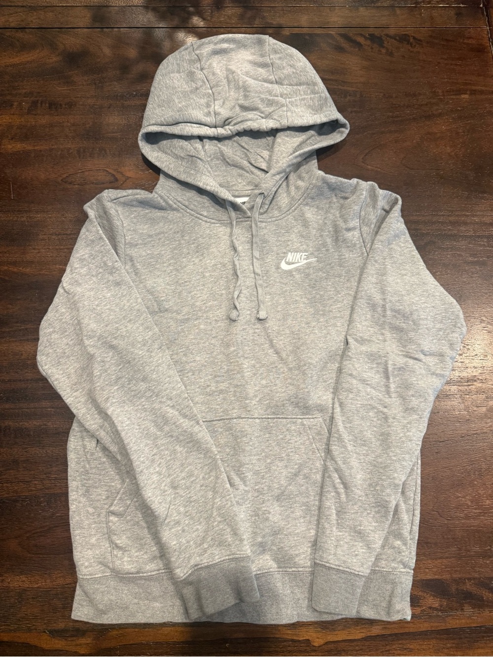 Nike Heather Gray Pullover Hoodie with White Logo
